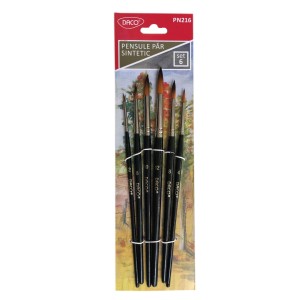 Art & Craft si Artizanat - Pensule set 6 par sintetic rotund daco pn216 10 buc