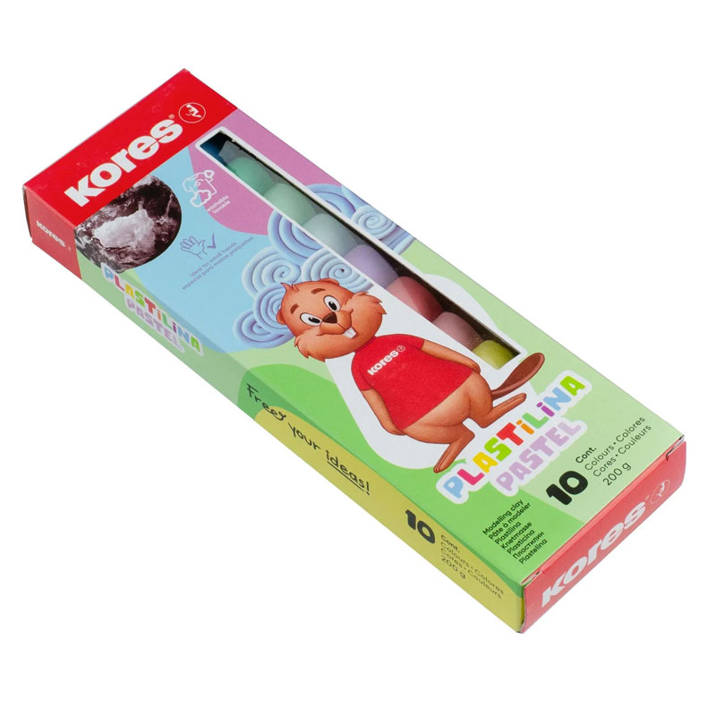 Plastilina 10 culori pastel 200g kores [1]