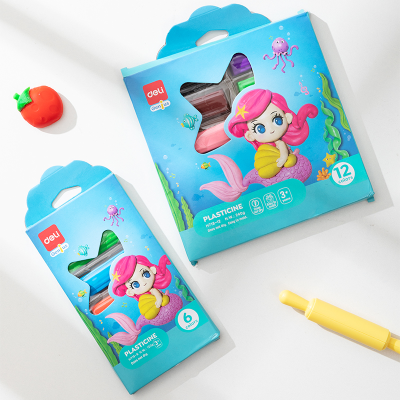 Plastilina 12 culori 240g cutie carton deli [1]
