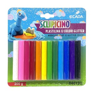 Art & Craft si Artizanat - Plastilina 12 culori glitter ecada 84012g 5 buc