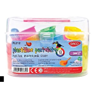 Art & Craft si Artizanat - Plastilina 12c 15 accesorii 200g pastel daco pl212