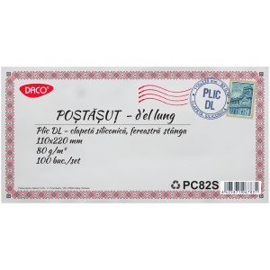 Birotică și Papetărie - Plic dl siliconic fereastra stanga set 100 pc82s daco
