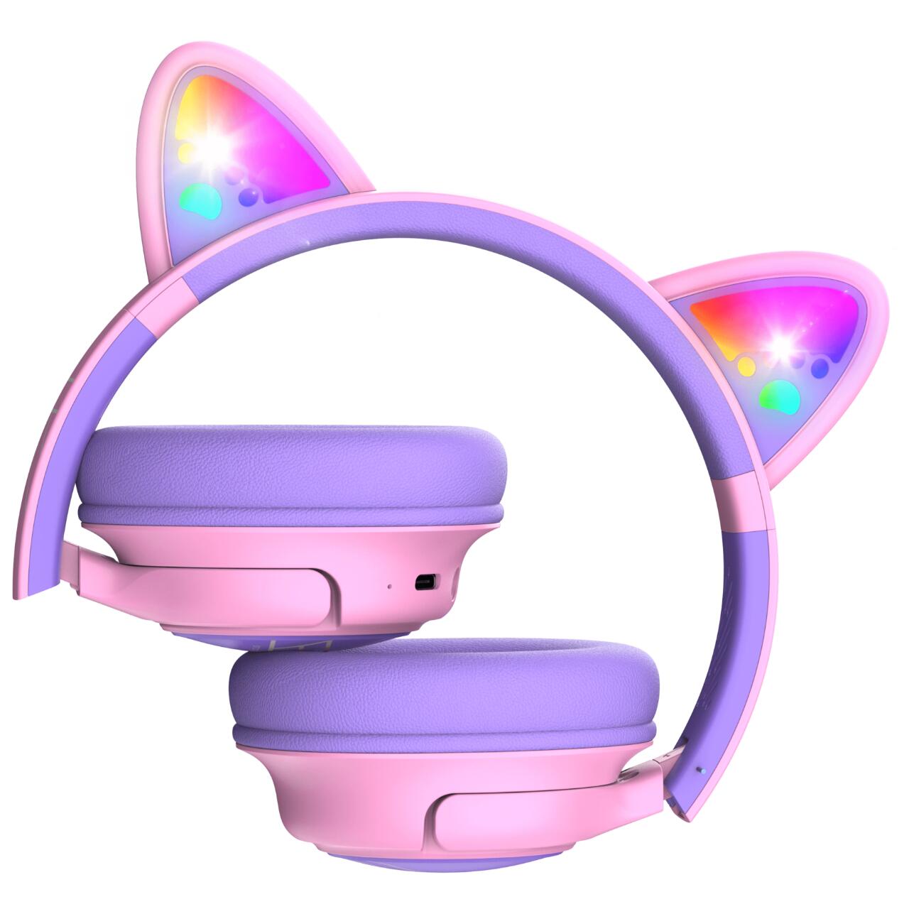 PowerLocus Casti pentru copii, Wireless, Bobo Cat Ears, Purple/Pink [4]