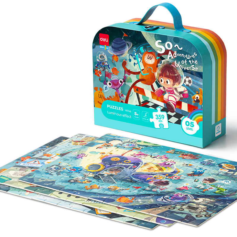Jucării și Jocuri pentru copii - Puzzle geanta cadou 359 piese efect luminos univers 5+ deli