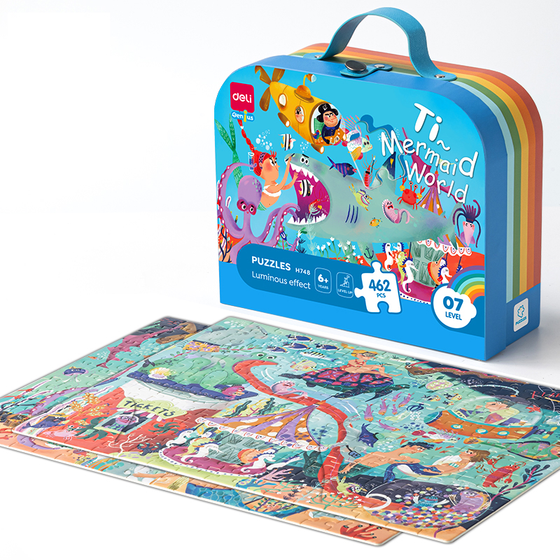 Jucării și Jocuri pentru copii - Puzzle geanta cadou 462 piese efect luminos lumea marina 6+ deli