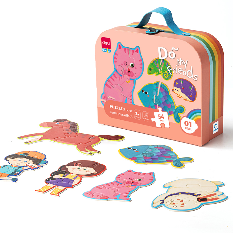 Jucării și Jocuri pentru copii - Puzzle geanta cadou 54 piese efect luminos friends 3+  deli