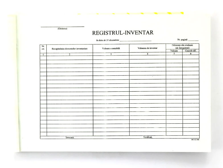 Registre și cuburi de hârtie - Registru inventar orizontal 31 decembrie