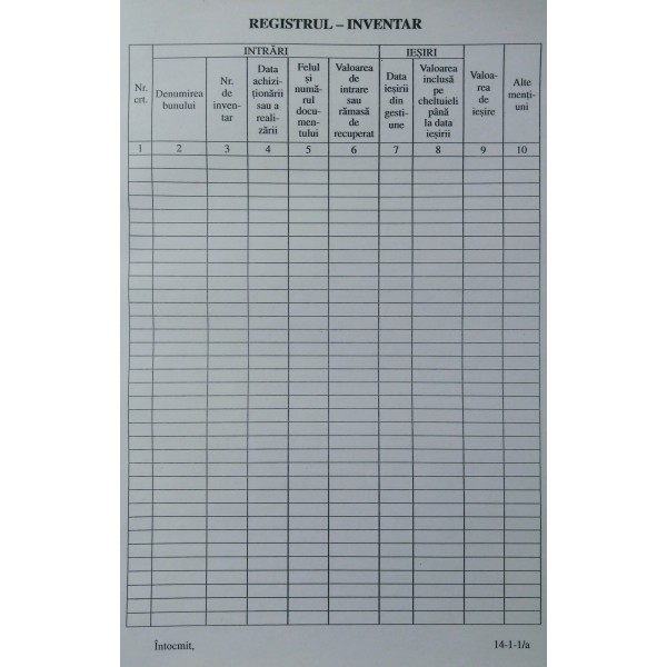Registre și cuburi de hârtie - Registru inventar vertical