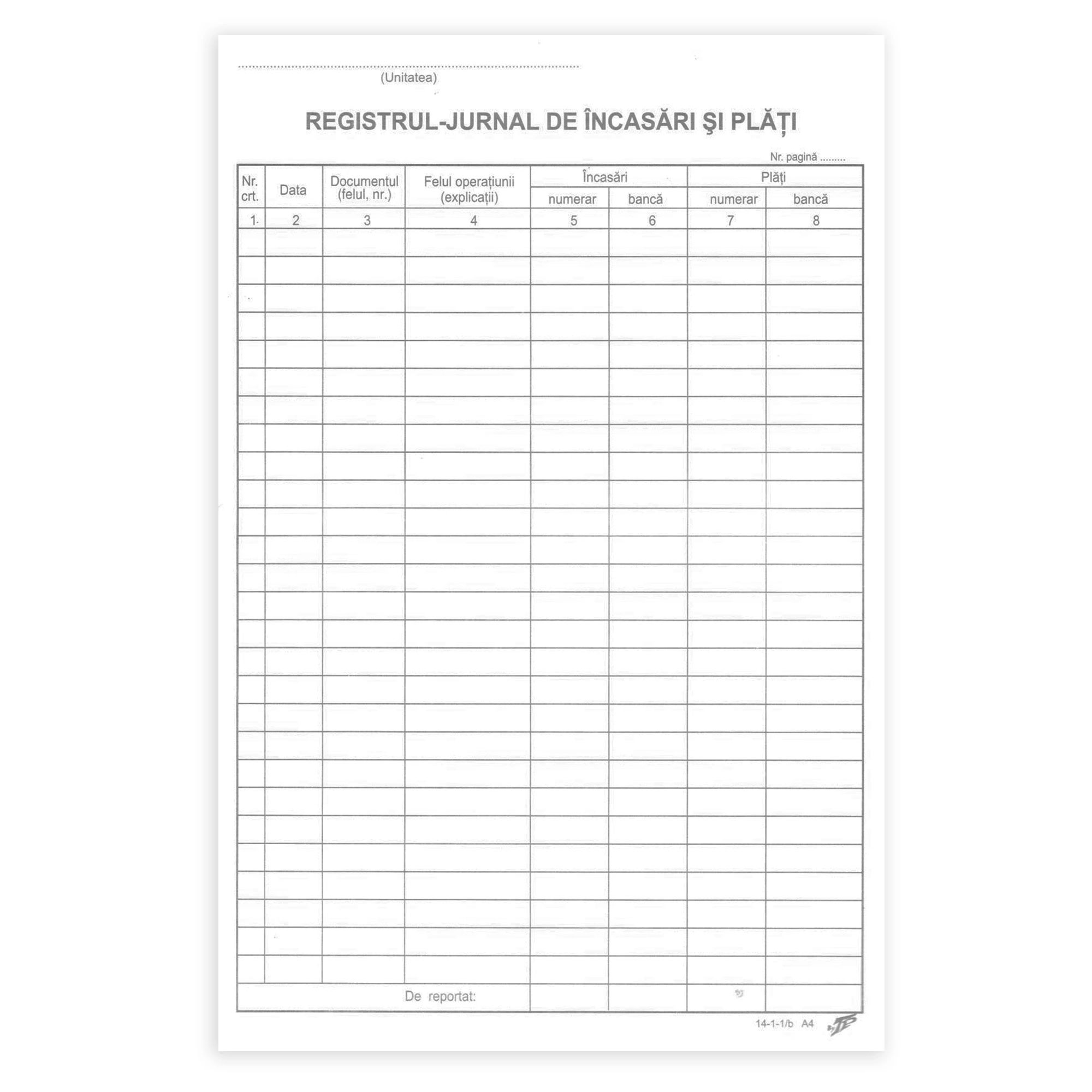 Registre și cuburi de hârtie - Registru jurnal de incasari si plati