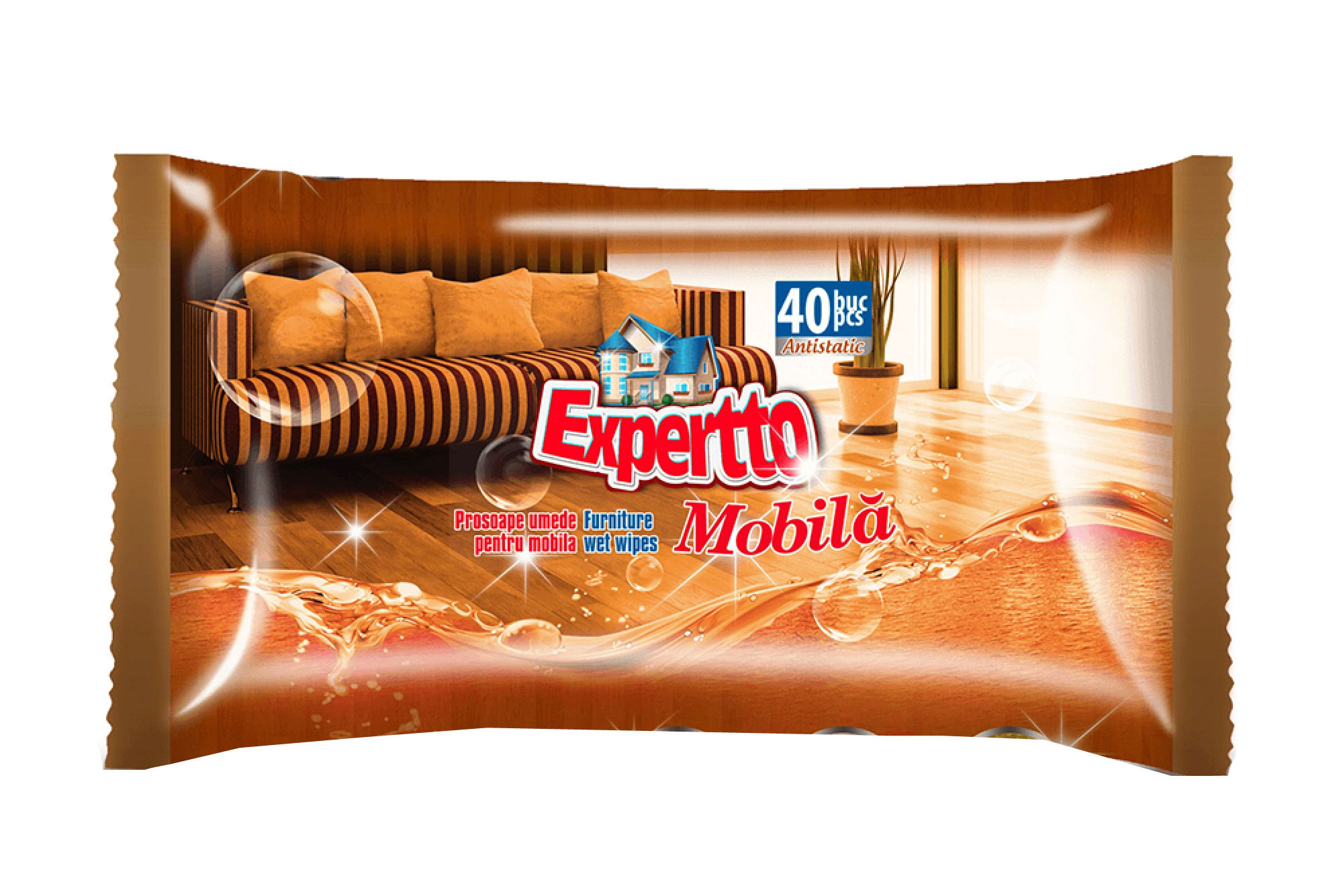 Prosoape de hartie si servetele - Servetele umede pentru mobila 40/set expertto
