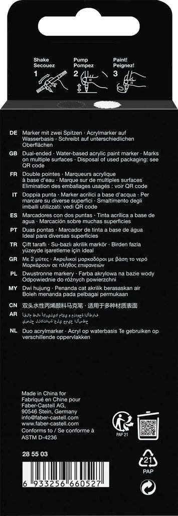 Set 2 markere acrilice shake&paint alb-negru faber-castell [3]