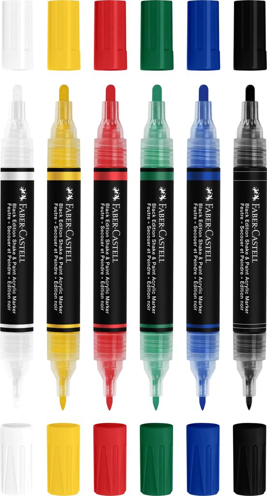 Set 6 markere acrilice shake&paint culori clasice faber-castell [1]