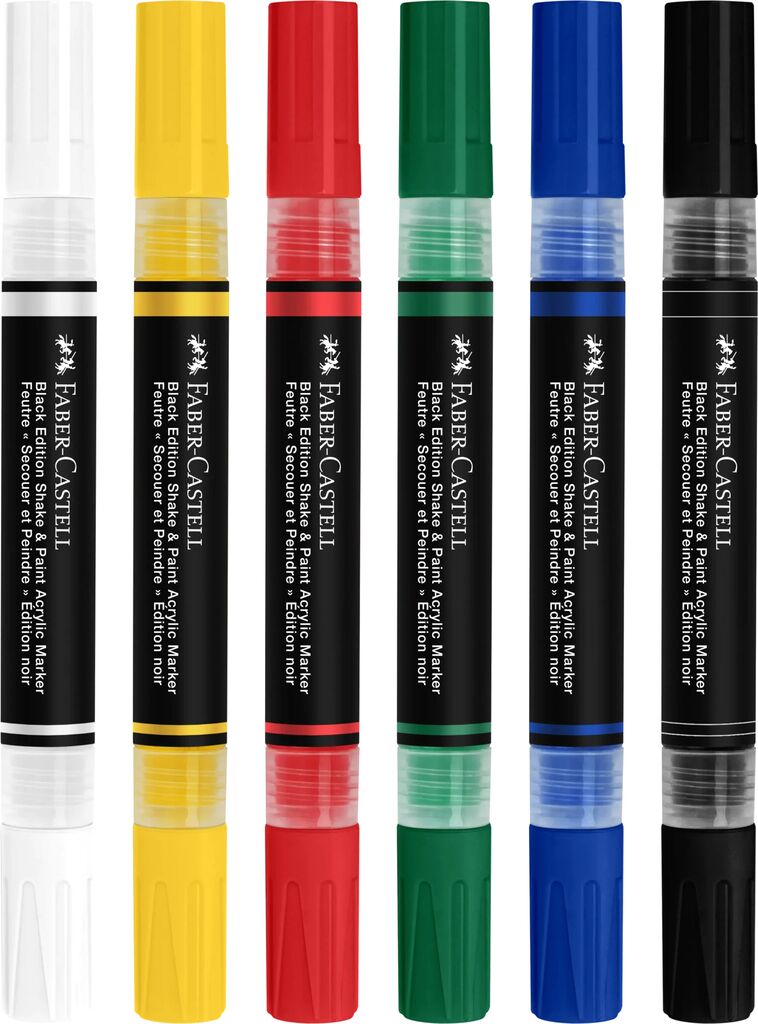 Set 6 markere acrilice shake&paint culori clasice faber-castell [2]