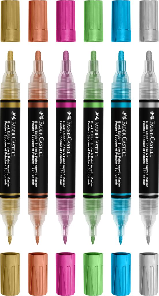 Set 6 markere acrilice shake&paint culori metalizate faber-castell [3]