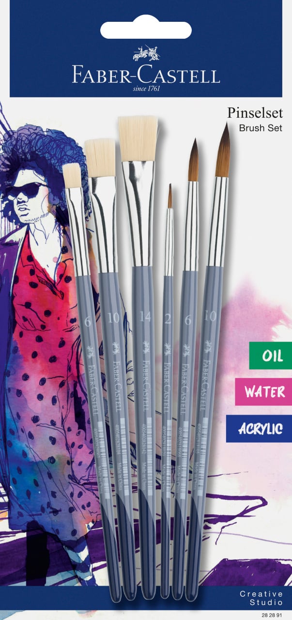 Set 6 pensule (3 rot+3 tes) creative studio faber-castell