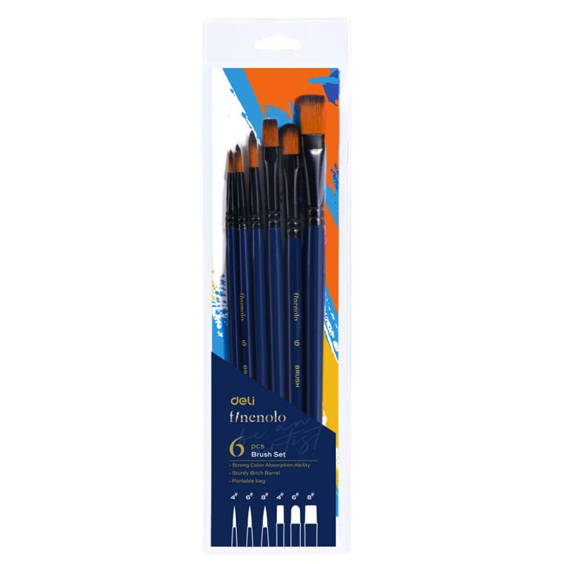 Set 6 pensule profesionale soft 3 vf rotund, 3 vf tesit 4, 6, 8 deli