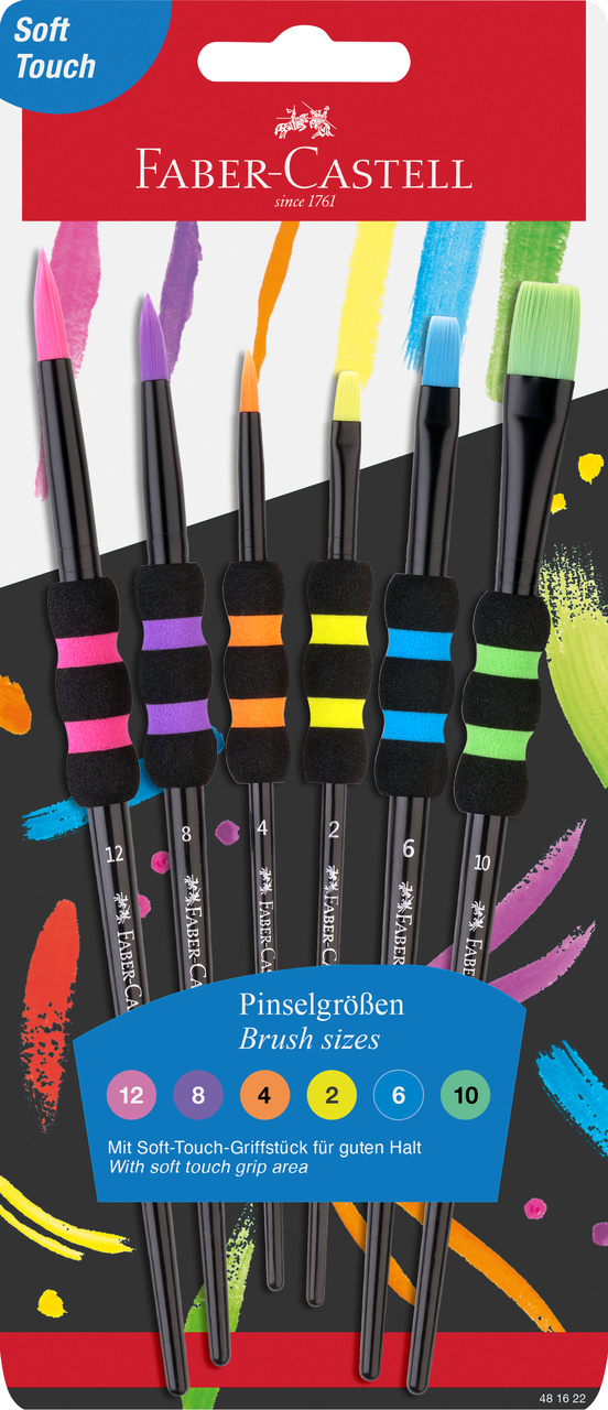 Set 6 pensule soft touch black faber-castell
