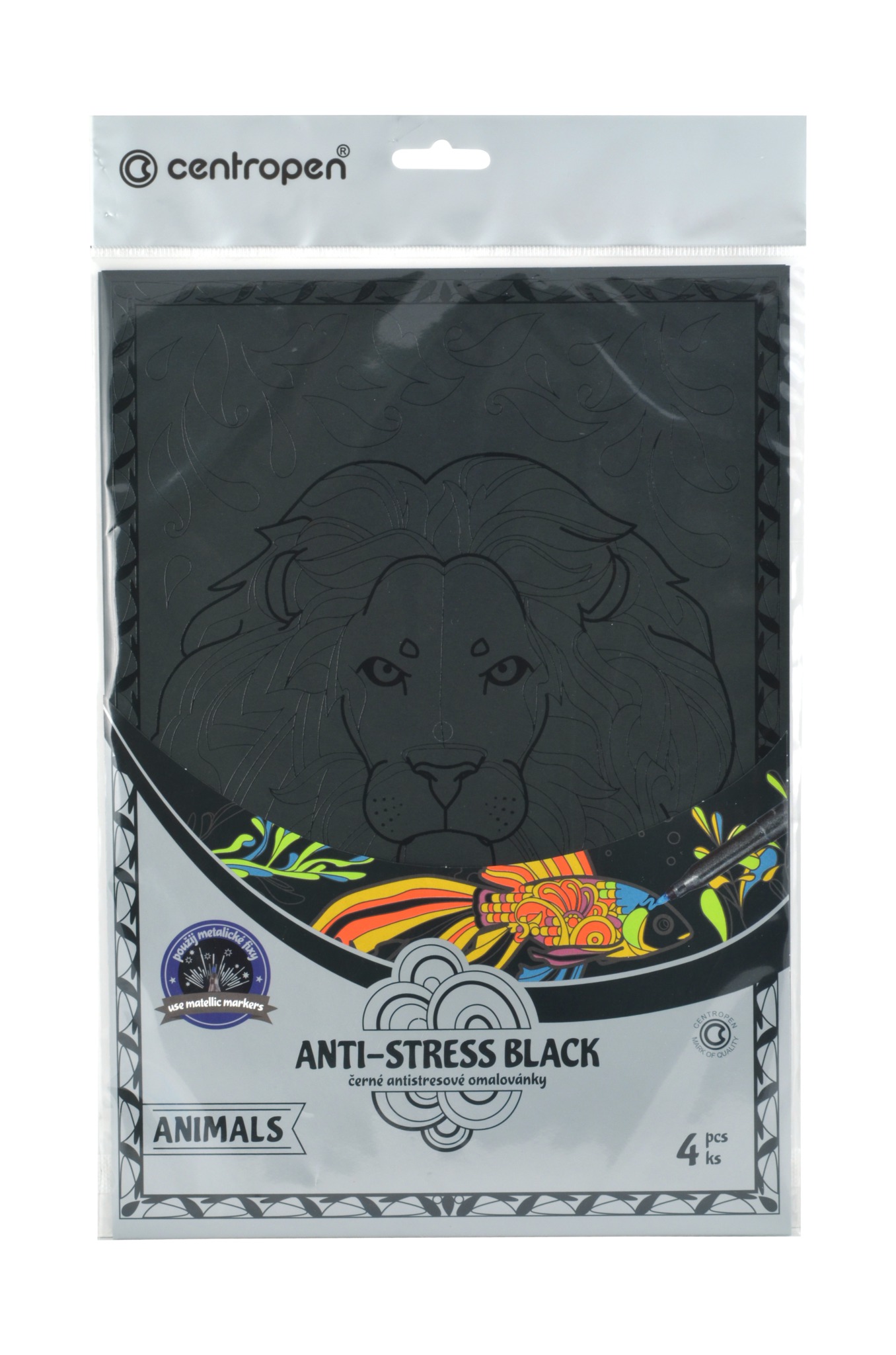Art & Craft si Artizanat - Set coli desen anti-stress animals 4/set centropen