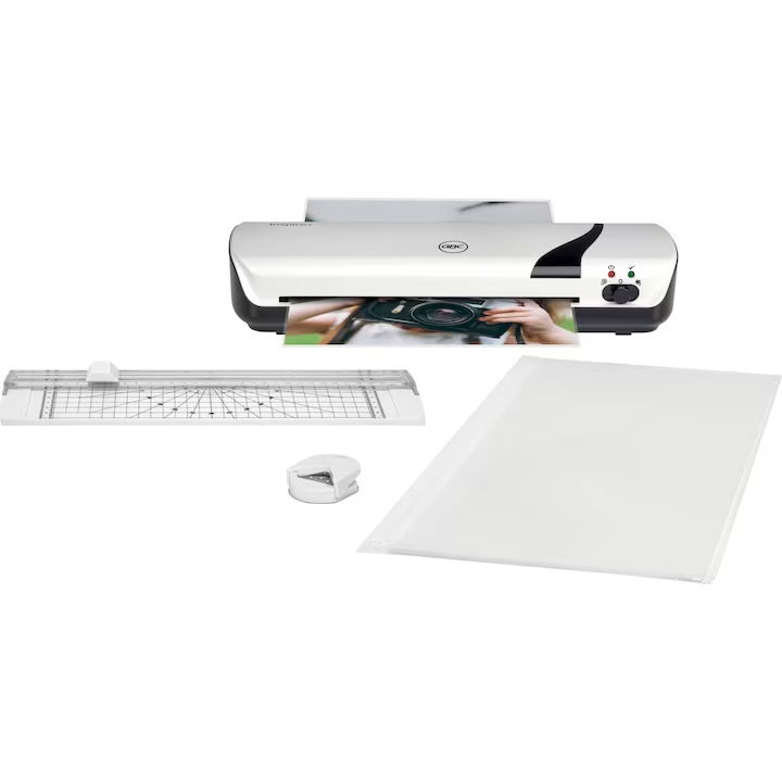 Birotică și Papetărie - Set craft gbc 4 in 1 alb,laminator a4 inspire+, trimmer, rounder, folii laminare a4