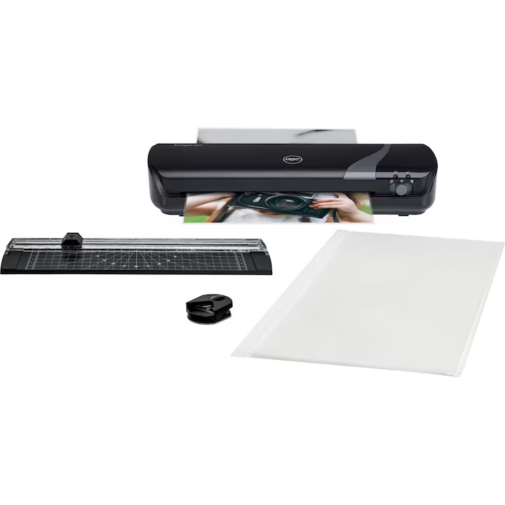 Birotică și Papetărie - Set craft gbc 4 in 1 negru,laminator a4 inspire+, trimmer, rounder, folii laminare a4