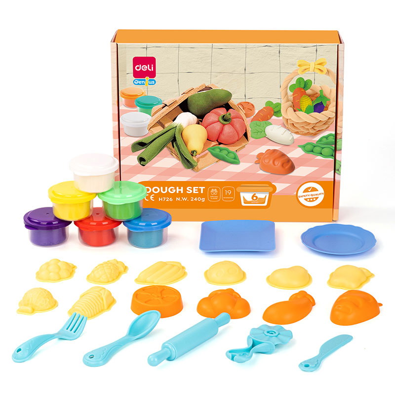 Art & Craft si Artizanat - Set creativ plastilina + 19 accesorii fructe si legume deli