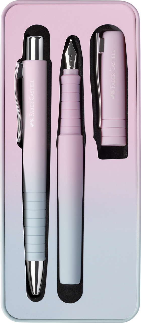 Set stilou m + pix xb poly flow roz-bleu faber-castell