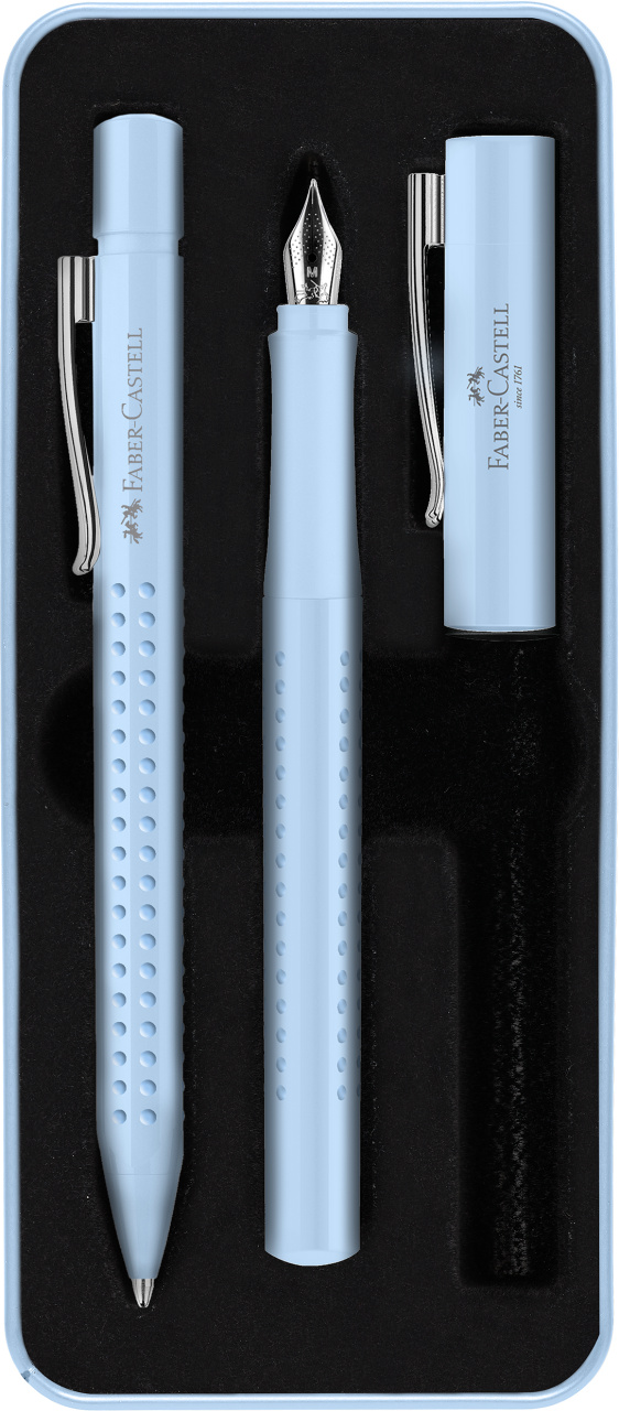 Set stilou m + pix grip 2010 bleu sky faber-castell