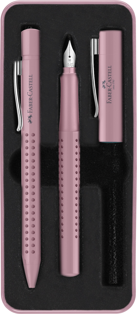 Set stilou m + pix grip 2010 rose faber-castell