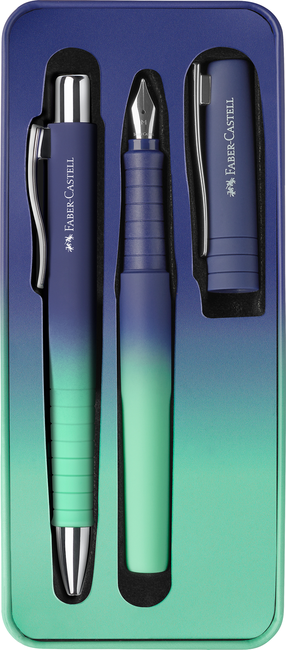 Set stilou m + pix xb poly flow albastru-turcoaz faber-castell