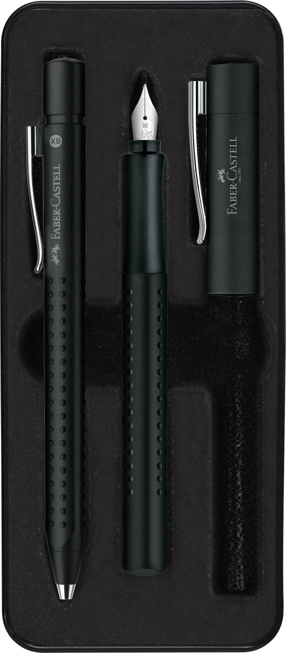 Set stilou + pix grip 2011 negru faber-castell