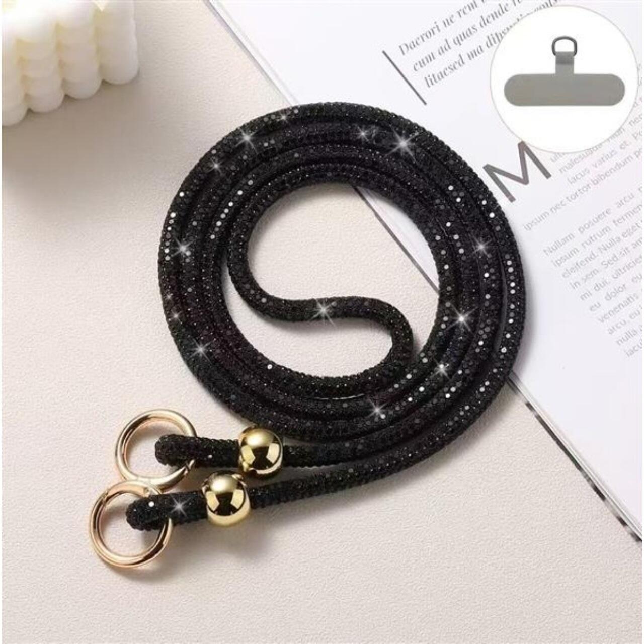 Lemontti Snur telefon cu cristale, 120cm, Negru [1]