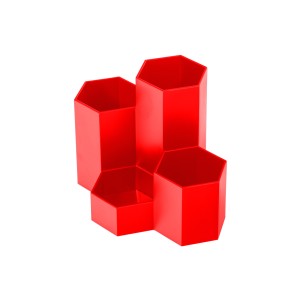 Birotică și Papetărie - Suport birou 4 compartimente plastic rosu ecada 95104r