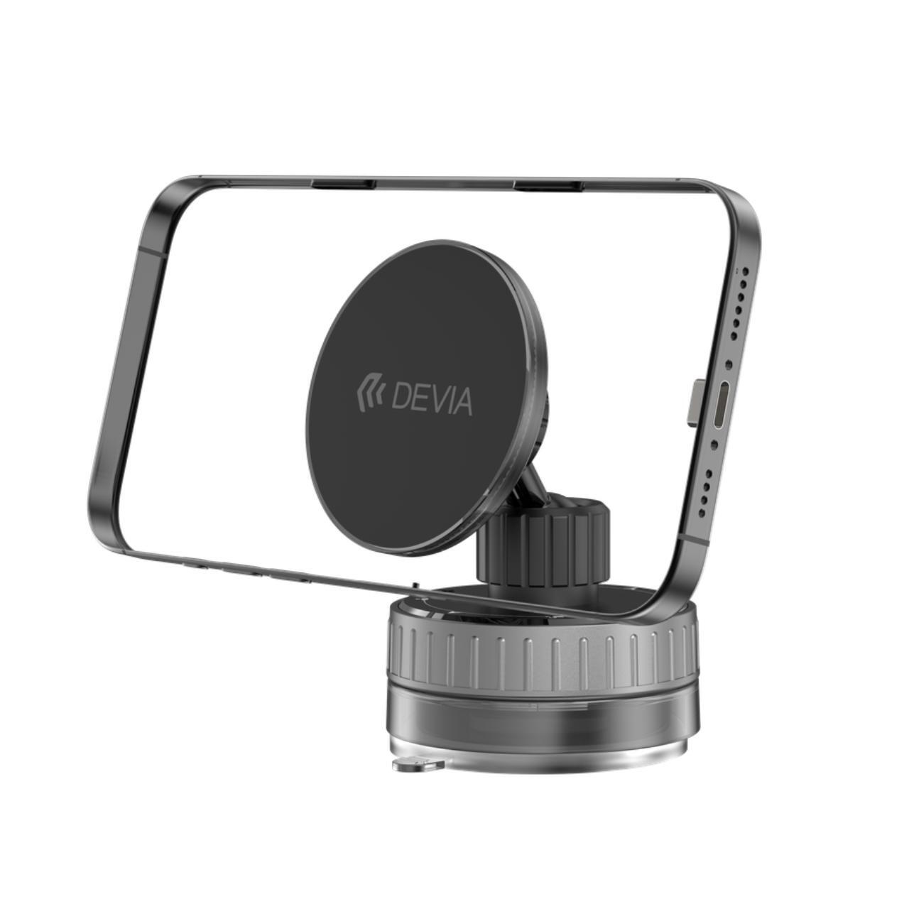 Devia Suport Magnetic Stand Ultra1, rotatie 360 grade, prindere ventuza, Negru [3]