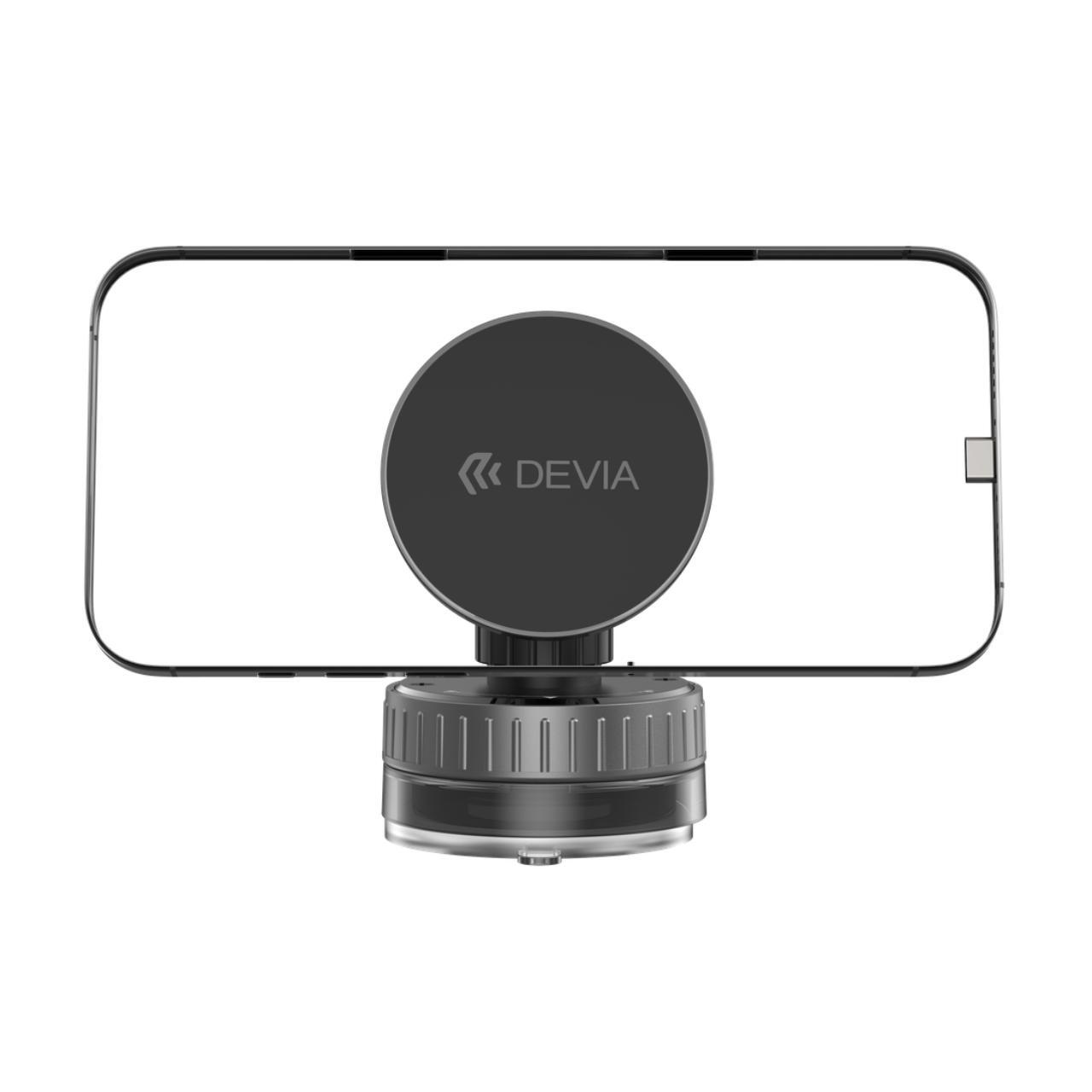 Devia Suport Magnetic Stand Ultra1, rotatie 360 grade, prindere ventuza, Negru [1]