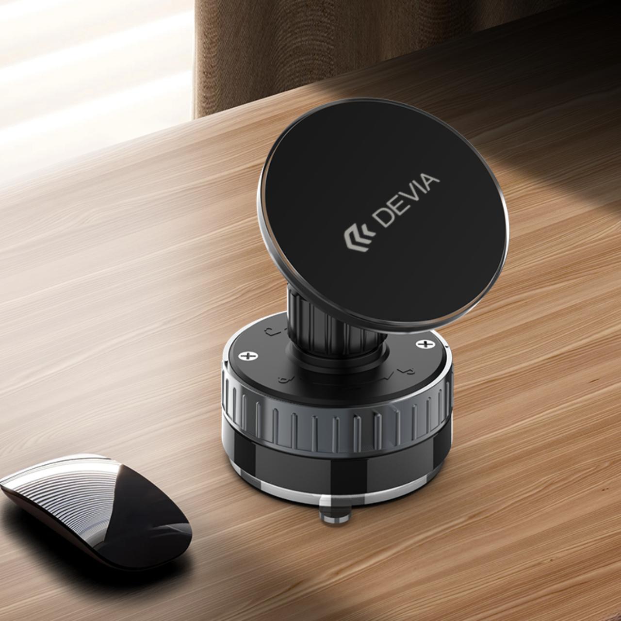 Devia Suport Magnetic Stand Ultra1, rotatie 360 grade, prindere ventuza, Negru [8]