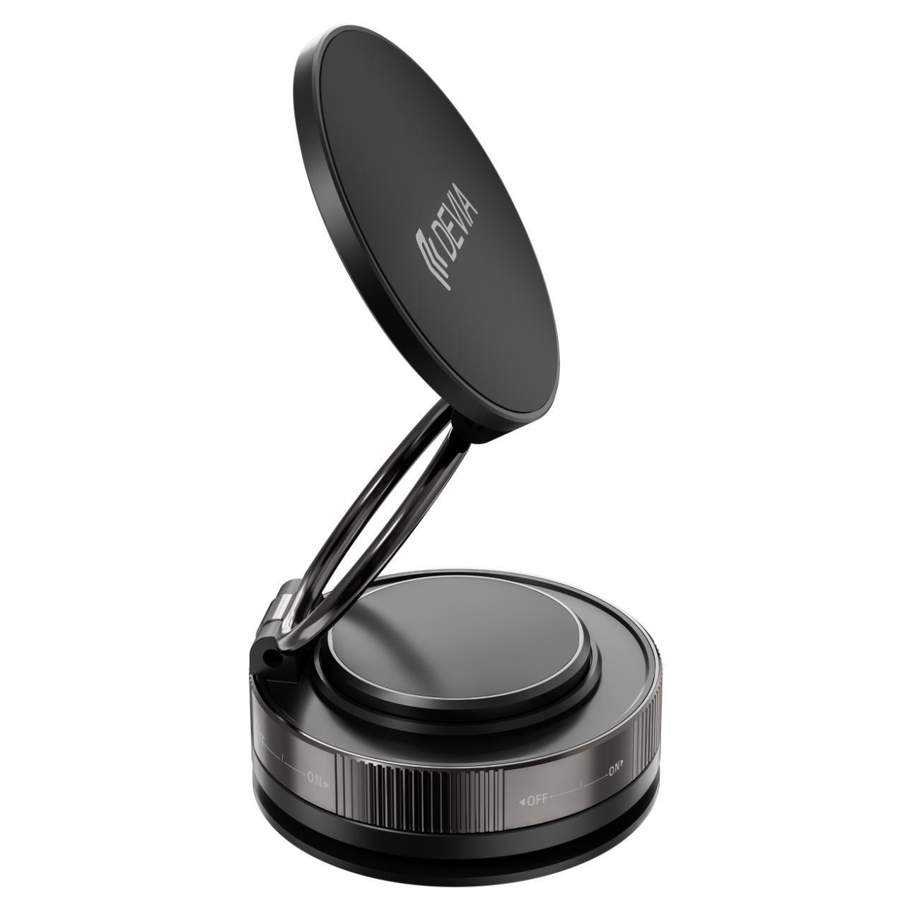 Laptop, Tablete & Telefoane - Devia Suport Magnetic Stand Ultra2 Metal, rotatie 360 grade, prindere ventuza, Negru