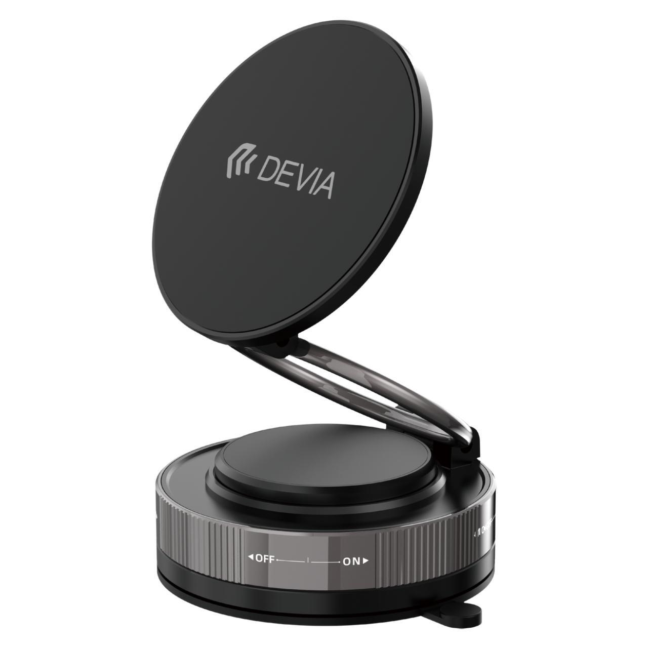Devia Suport Magnetic Stand Ultra2 Metal, rotatie 360 grade, prindere ventuza, Negru [5]