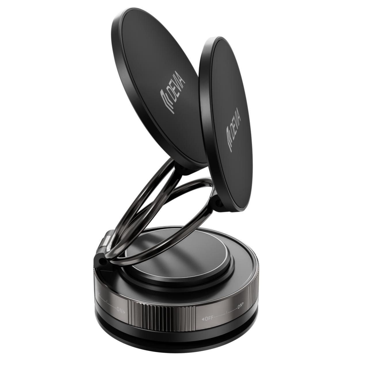 Devia Suport Magnetic Stand Ultra2 Metal, rotatie 360 grade, prindere ventuza, Negru [4]