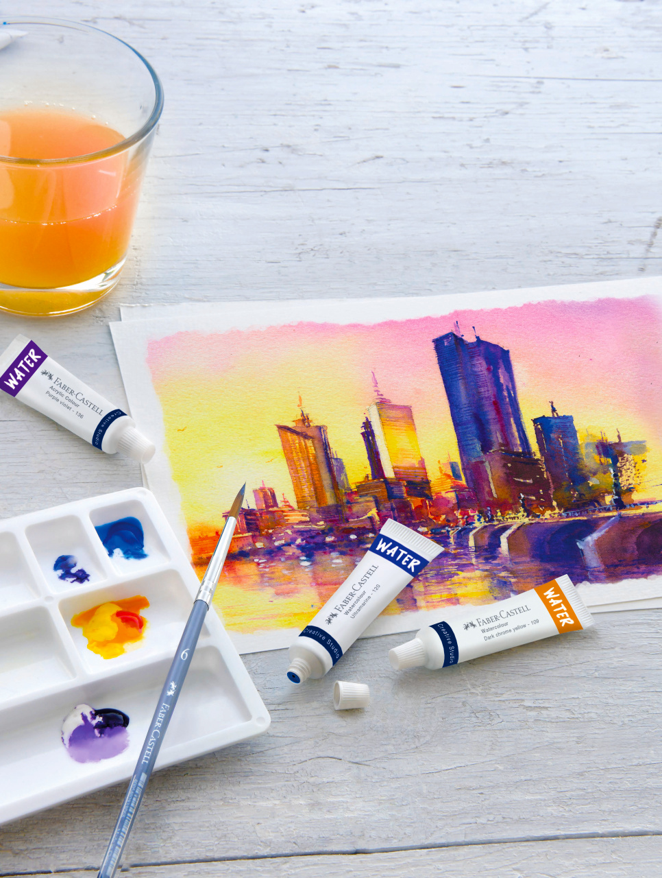 Tempera acuarele 24 culori 9ml + paleta faber-castell [1]