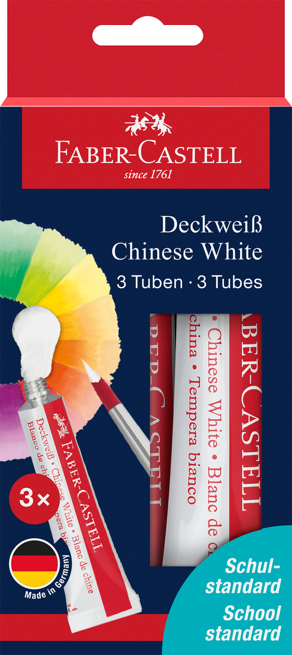 Rechizite Școlare - Tempera tub de alb 7,5 ml set 3 buc faber-castell