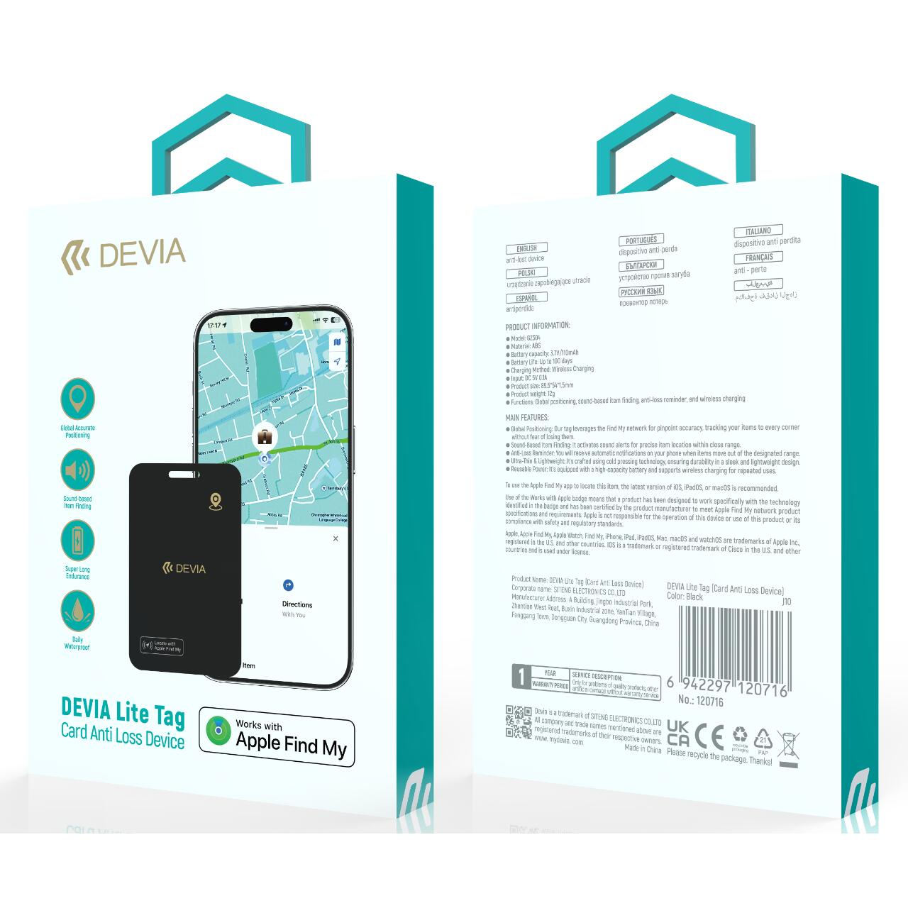 Devia Tracker AirTag Wireless Negru [6]