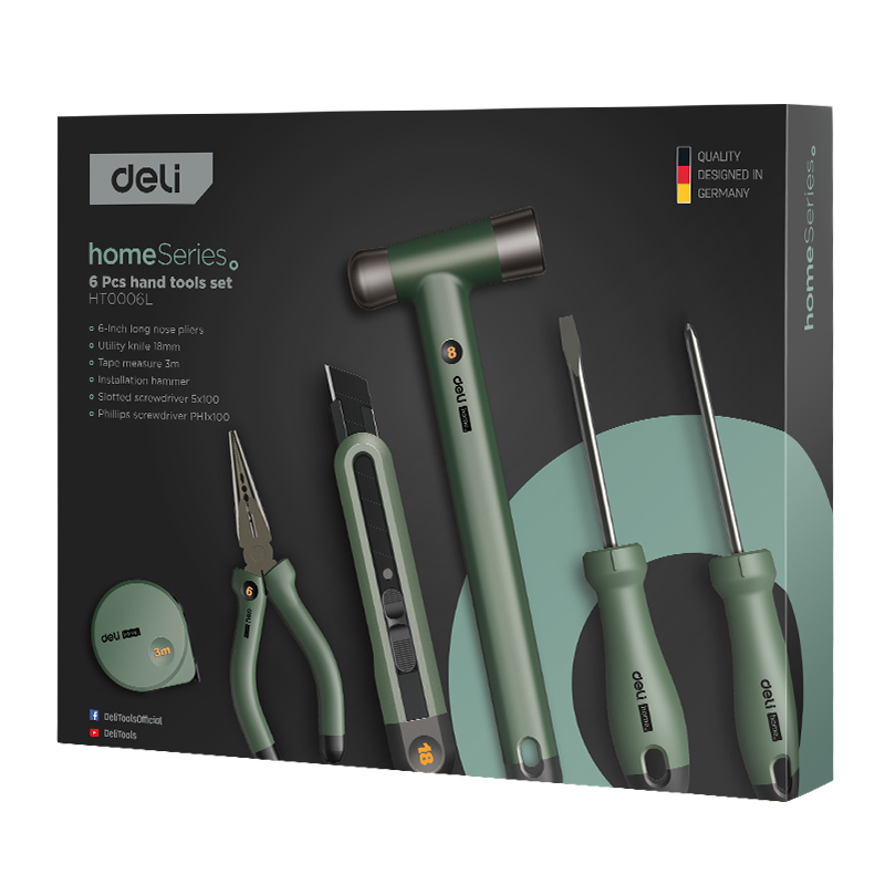 Casă, gradină și bricolaj - Trusa scule 6 piese de baza verde home series deli