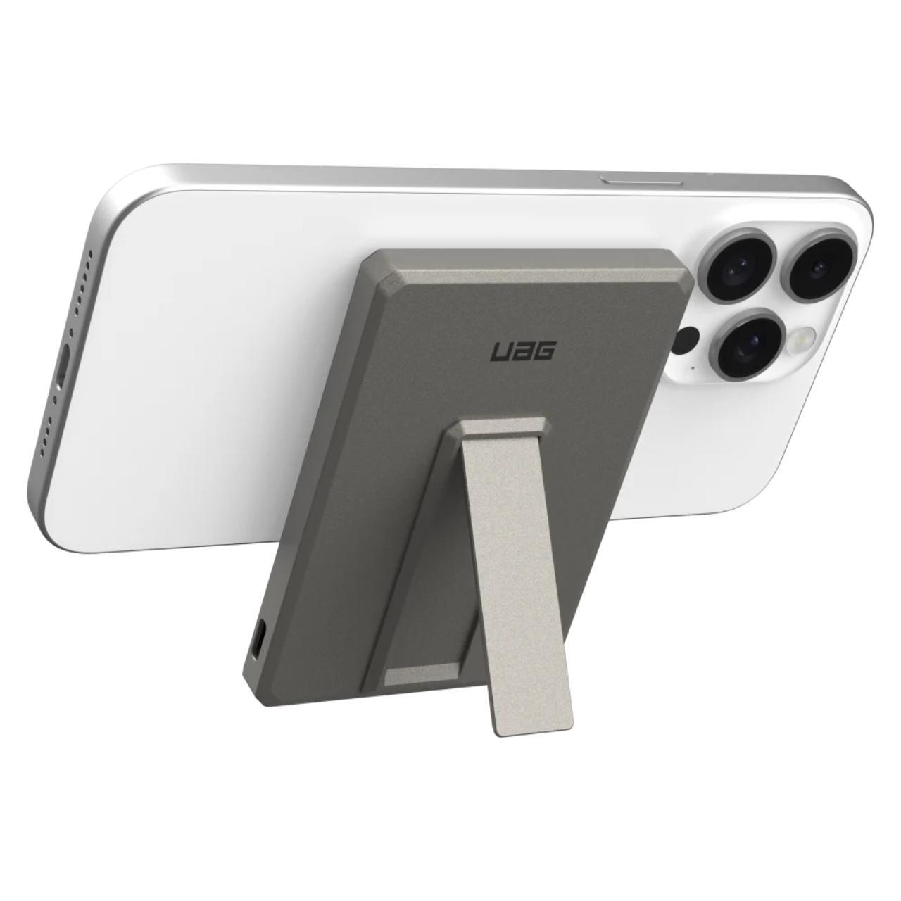 UAG Acumulator extern Slim Magnetic 5.000mAh, 20W, cablu Type-C, Wireless, cu stand,Titanium [5]
