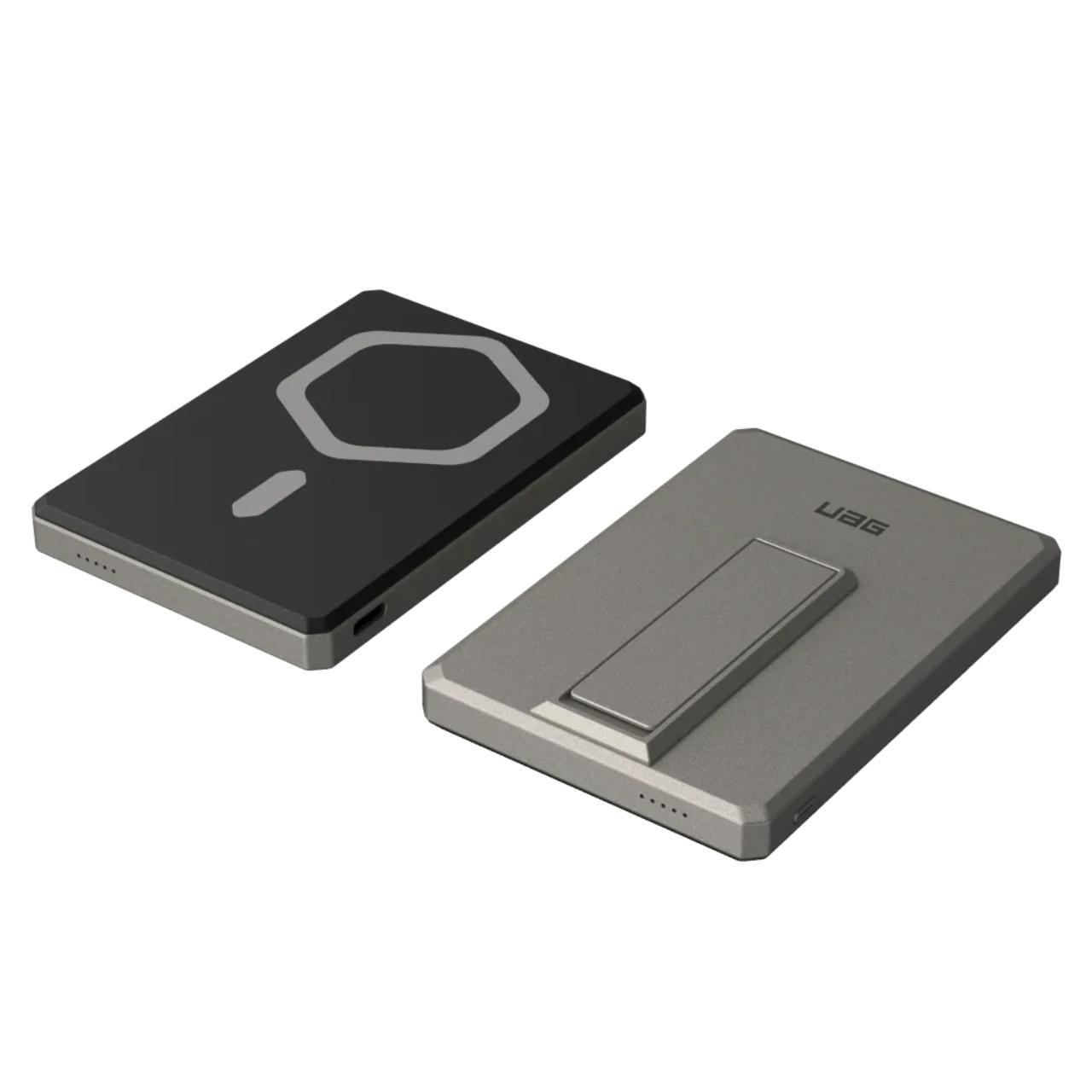 UAG Acumulator extern Slim Magnetic 5.000mAh, 20W, cablu Type-C, Wireless, cu stand,Titanium [6]