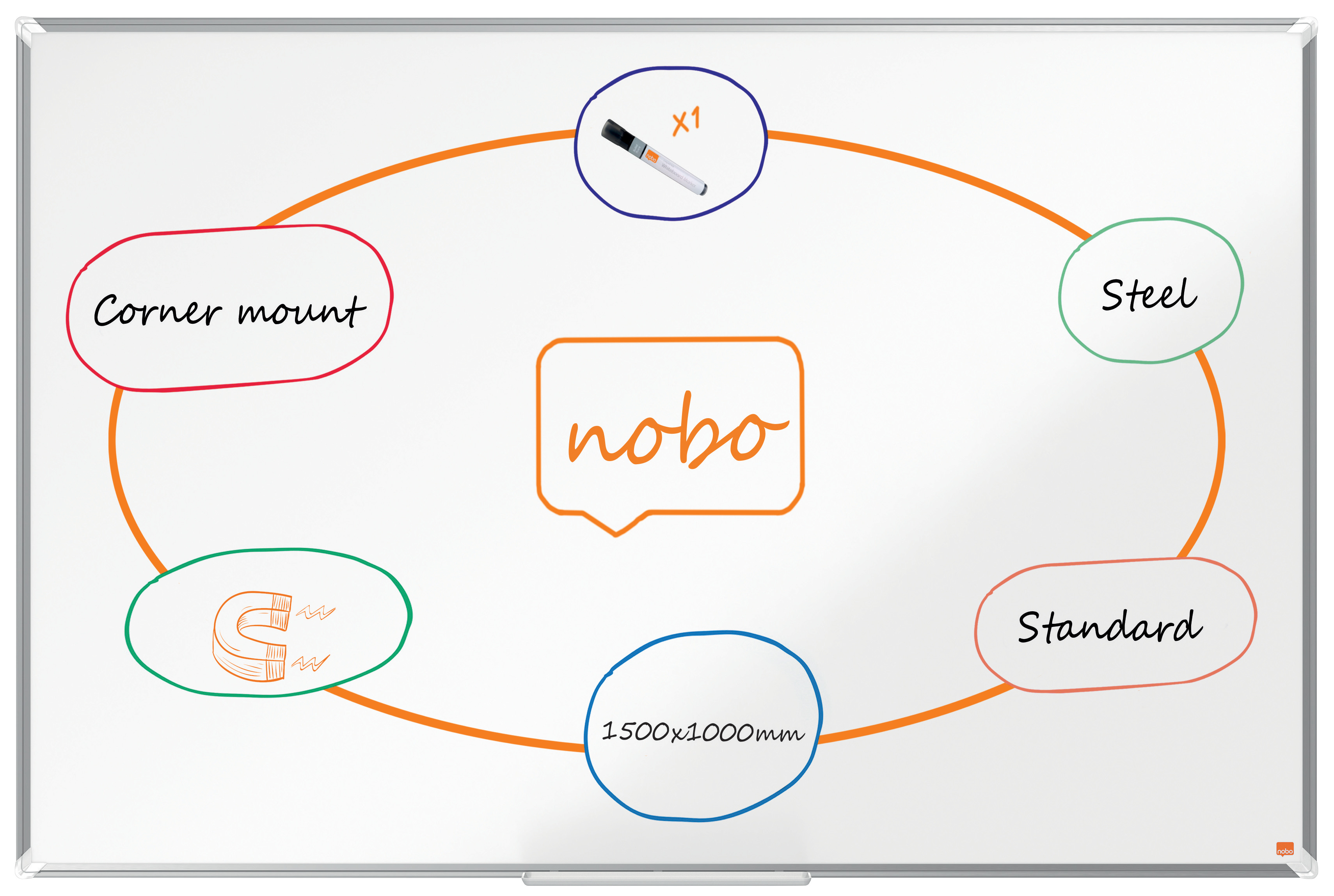 Whiteboard magnetic otel lacuit 100*150cm premium plus nobo [0]