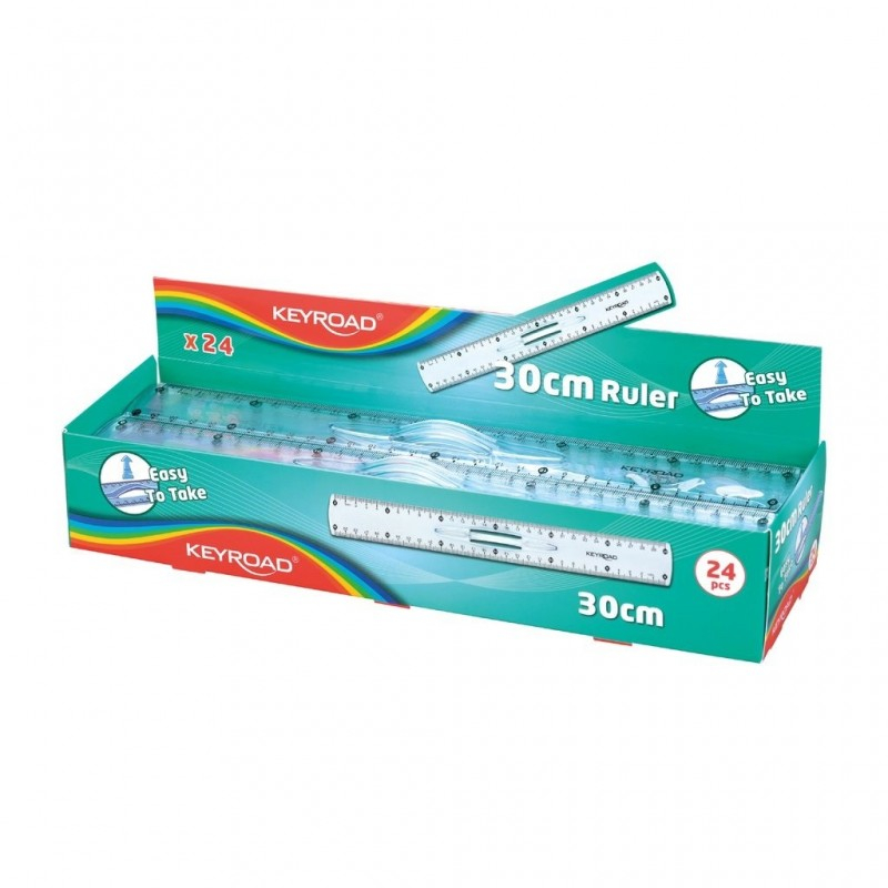 Rigla plastic 30cm cu maner, transparenta, inscriptionare pe ambele parti [1]