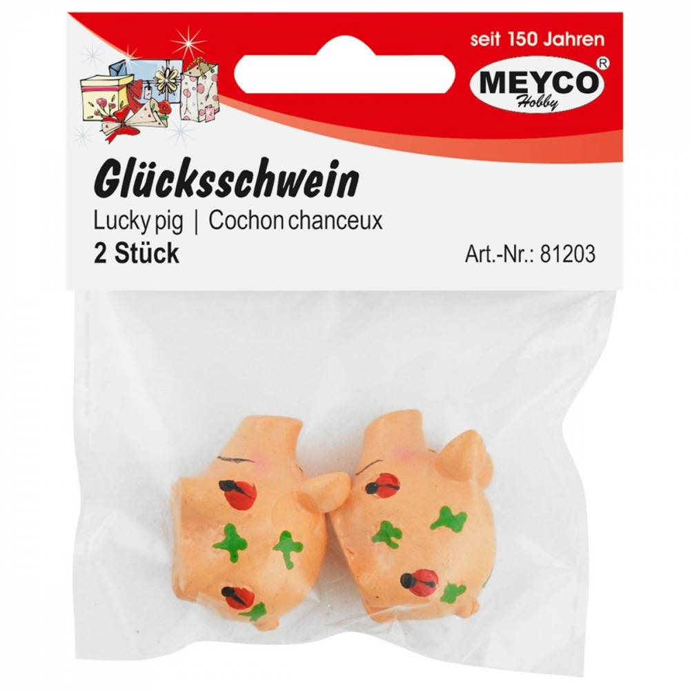 Set 2 figurine - Purcel norocos, din rasina, 3 x 2.5 cm, Meyco 81203 [1]