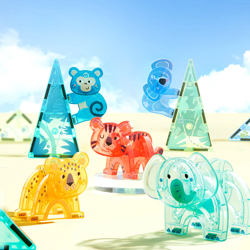 Set magnetic cu animale din jungla, Colorful Magnetic Tiles Wonderful Forest, 40 piese, 3 [2]