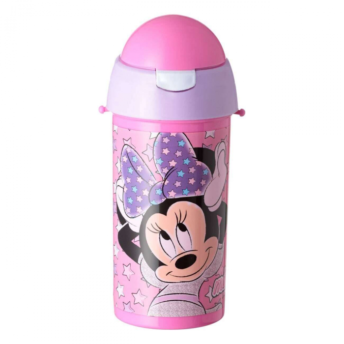 Sticle Apa Copii, Gradinita si Scoala, 500 ml cu Pai, Minnie Mouse [2]