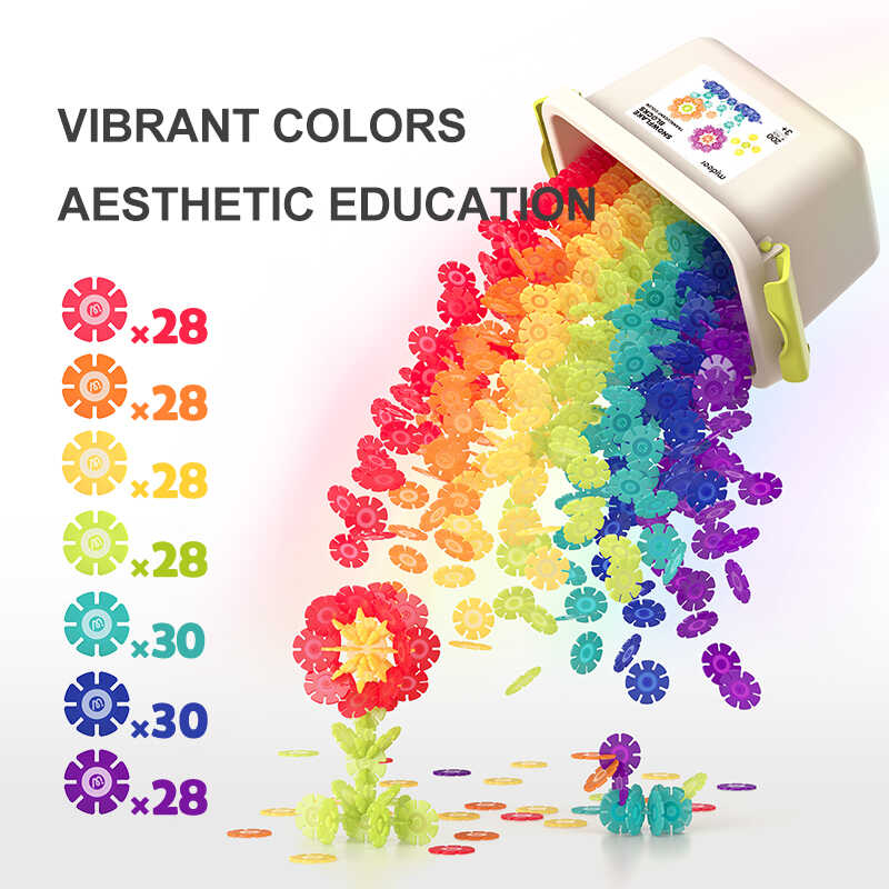 Set de constructie STEM, fulgi de zapada colorati, din plastic, 200 piese [6]